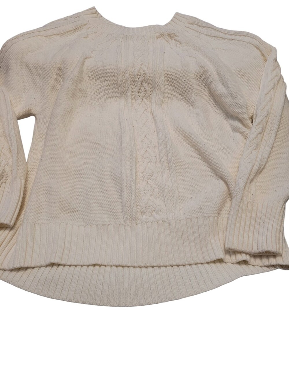 Dual Bua Women’s XL Cream Cable Knit Sweater 100% Cotton Mixed Knit Pullover